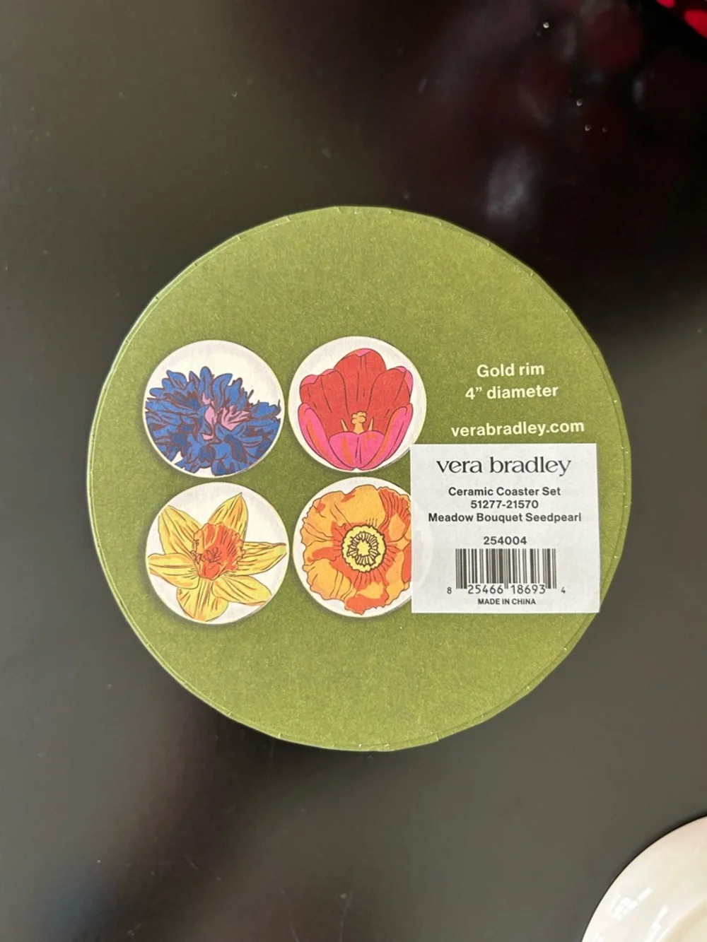 Vera Bradley Floral Ceramic Coaster Set of 4